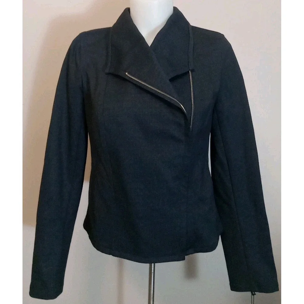 tommy hilfiger Women Indigo‎ Blue Side Zip Collared Longsleeve Blazer Size 4